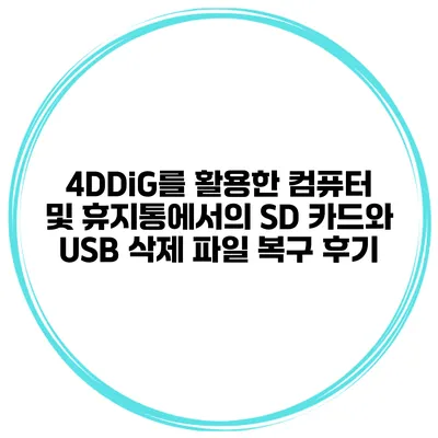 4DDiG를 활용한 컴퓨터 및 휴지통에서의 SD 카드와 USB 삭제 파일 복구 후기