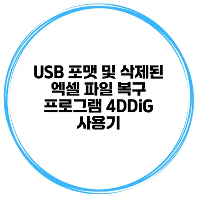 USB 포맷 및 삭제된 엑셀 파일 복구 프로그램 4DDiG 사용기
