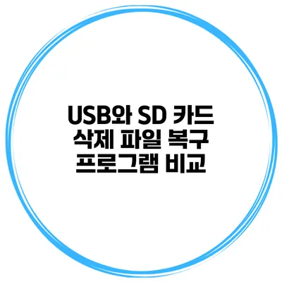 USB와 SD 카드 삭제 파일 복구 프로그램 비교