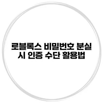 로블록스 비밀번호 분실 시 인증 수단 활용법