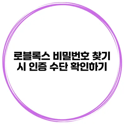 로블록스 비밀번호 찾기 시 인증 수단 확인하기
