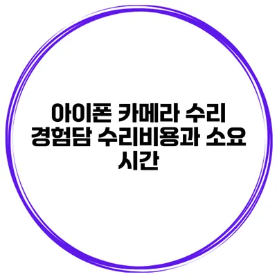 아이폰 카메라 수리 경험담 수리비용과 소요 시간